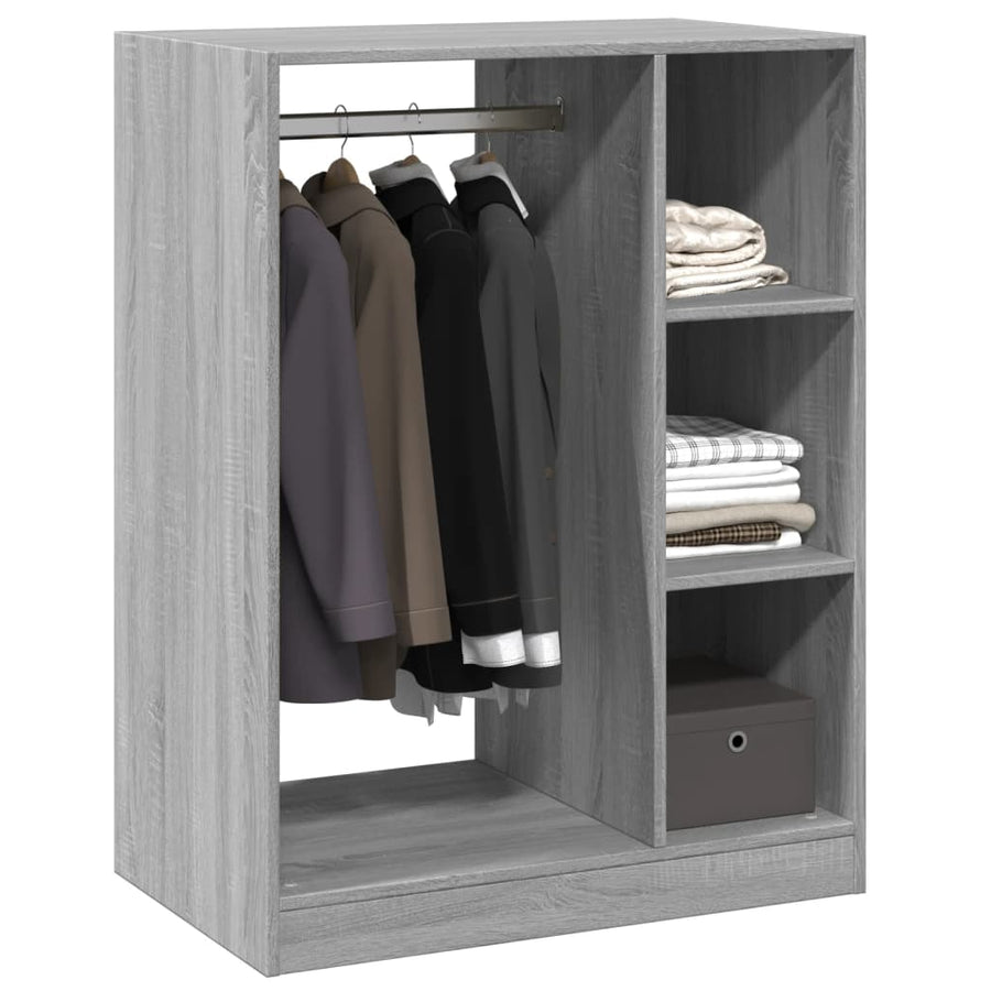 Kledingkast 77x48x102 cm bewerkt hout gerookt eikenkleurig