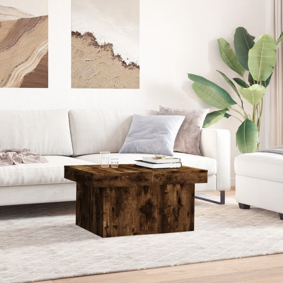 Salontafel 80x55x40 cm bewerkt hout gerookt eikenkleurig