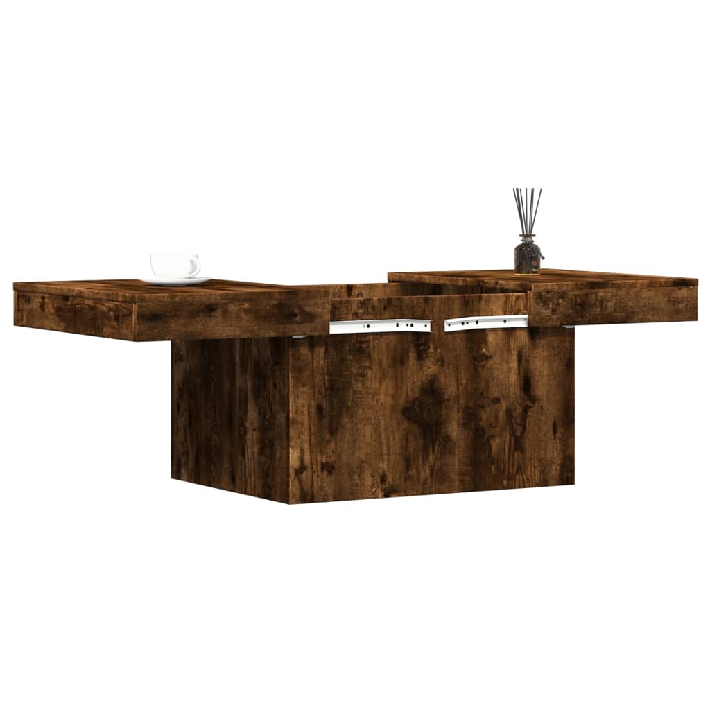 Salontafel 80x55x40 cm bewerkt hout gerookt eikenkleurig