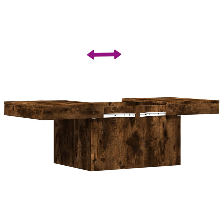 Salontafel 80x55x40 cm bewerkt hout gerookt eikenkleurig