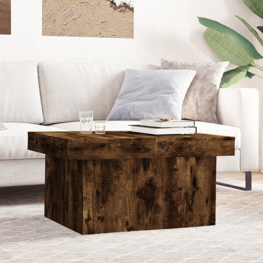 Salontafel 80x55x40 cm bewerkt hout gerookt eikenkleurig