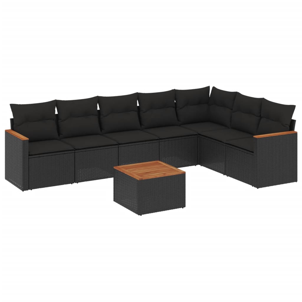 8-Delige Loungeset Met Kussens Poly Rattan Zwart