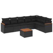 8-Delige Loungeset Met Kussens Poly Rattan Zwart