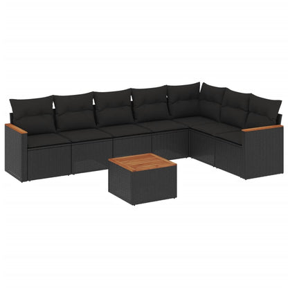 8-Delige Loungeset Met Kussens Poly Rattan Zwart