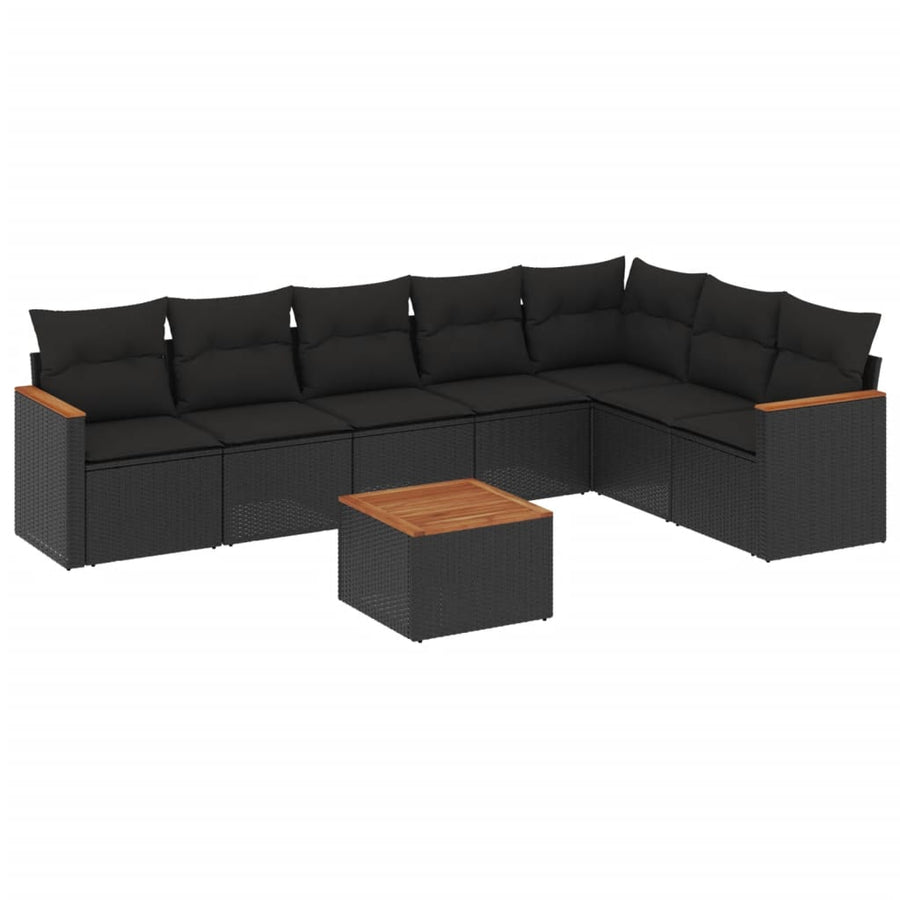 8-Delige Loungeset Met Kussens Poly Rattan Zwart