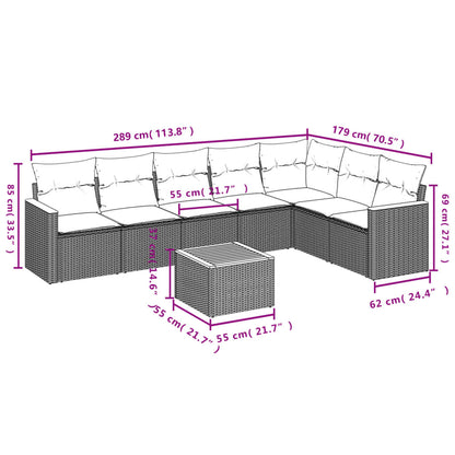 8-Delige Loungeset Met Kussens Poly Rattan Zwart