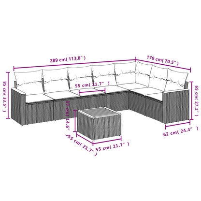 8-Delige Loungeset Met Kussens Poly Rattan Zwart