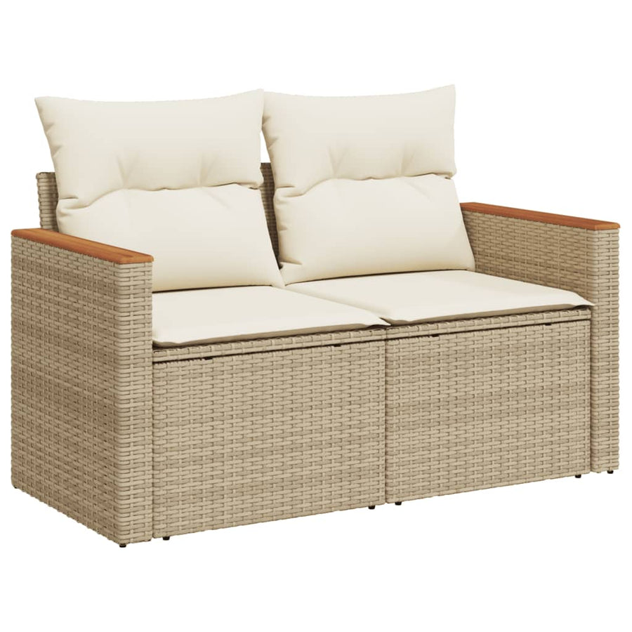 8-Delige Loungeset Met Kussens Poly Rattan Beige