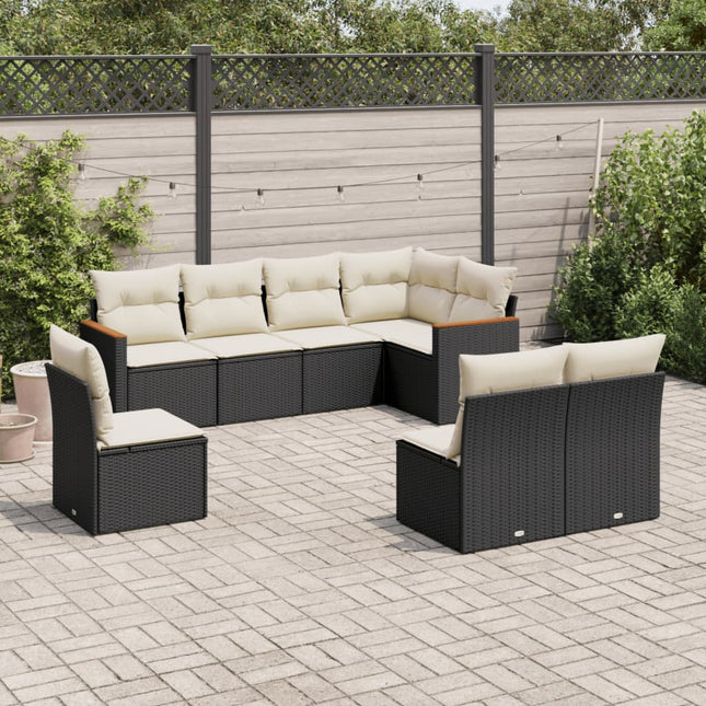 8-Delige Loungeset Met Kussens Poly Rattan Zwart