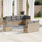 Loungeset 8-delig poly rattan gemengd beige