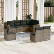 Loungeset 8-delig poly rattan grijs