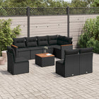 9-Delige Loungeset Met Kussens Poly Rattan Zwart