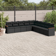 Loungeset 9-delig poly rattan zwart