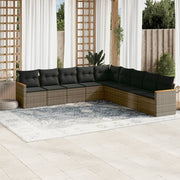 Loungeset 9-delig poly rattan grijs