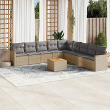 10-Delige Loungeset Met Kussens Poly Rattan Gemengd Beige