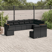 Loungeset 10-delig poly rattan zwart
