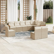 Loungeset 10-delig poly rattan beige