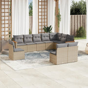 Loungeset 10-delig poly rattan gemengd beige