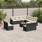 12-piece lounge set with cushions poly rattan black