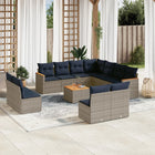 12-piece garden lounge set with cushions, grey poly rattan