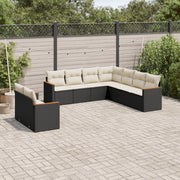 9-piece Lounge Set with cushions poly rattan black