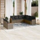 9-piece Loungeset with cushions poly rattan grey