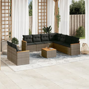 10-piece Lounge Set with Cushions Poly Rattan Grey