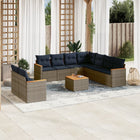 Tuinset 10-delig grijs polyrotan met acacia tafel