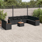 11-Delige Loungeset Met Kussens Poly Rattan Zwart