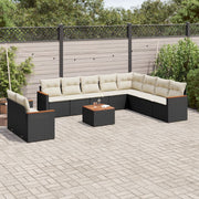 Loungeset 11-delig poly rattan zwart