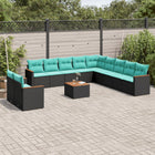 12-piece garden lounge set with cushions black poly rattan
