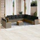 Loungeset 12-delig poly rattan grijs