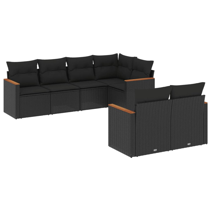 7-Delige Loungeset Met Kussens Poly Rattan Zwart
