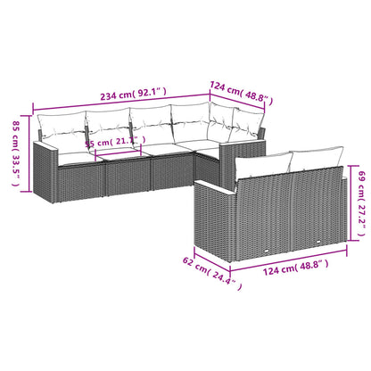 7-Delige Loungeset Met Kussens Poly Rattan Zwart