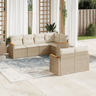 7-Delige Loungeset Met Kussens Poly Rattan Beige