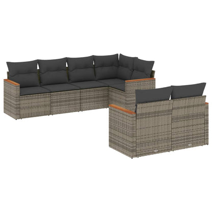 7-Delige Loungeset Met Kussens Poly Rattan Grijs