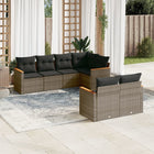 7-Delige Loungeset Met Kussens Poly Rattan Grijs