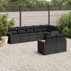 8-Delige Loungeset Met Kussens Poly Rattan Zwart