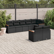 8-piece Lounge Set with Cushions Polyrattan Black