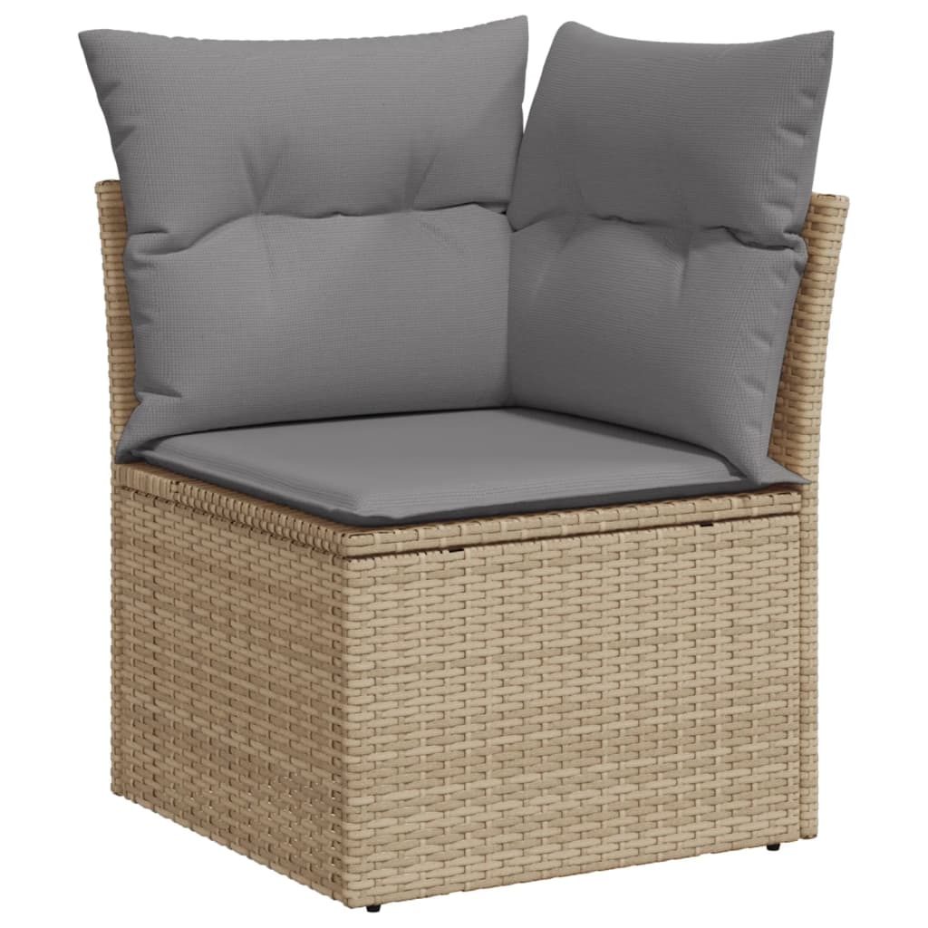 8-Delige Loungeset Met Kussens Poly Rattan Gemengd Beige