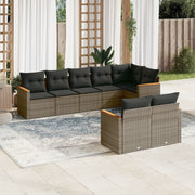 8-piece Lounge Set with Cushions Poly Rattan Grey