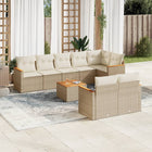 9-Delige Loungeset Met Kussens Poly Rattan Beige