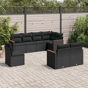 8-piece Lounge Set with Cushions Polyrattan Black