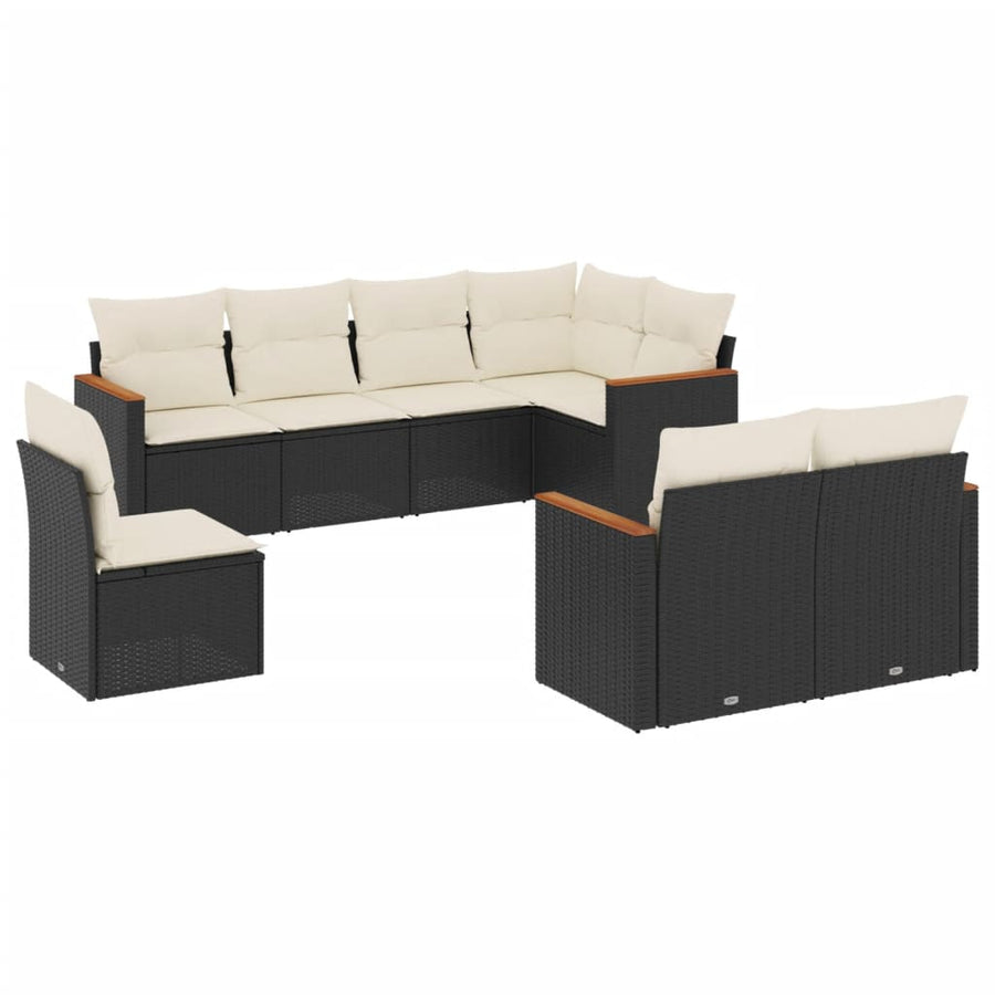 8-Delige Loungeset Met Kussens Poly Rattan Zwart