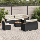 9-Delige Loungeset Met Kussens Poly Rattan Zwart