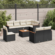 Loungeset 9-delig poly rattan zwart