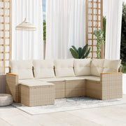 Loungeset poly rattan 6-delig beige