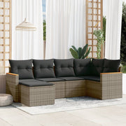 Loungeset 6-delig poly rattan grijs