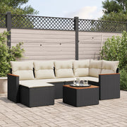 Loungeset 7-delig poly rattan zwart