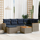 7-piece garden sofa set with cushions, grey poly rattan